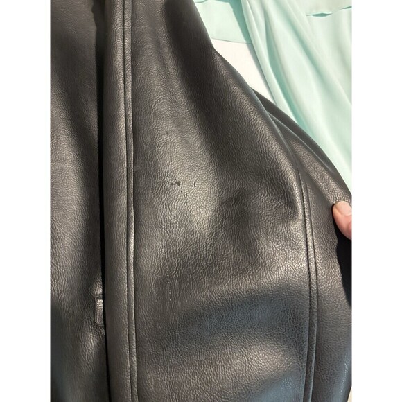 Miletta Faux Leather Coat Jacket Black XL Faux Fur Lining Zip Front Pockets - Picture 16 of 16